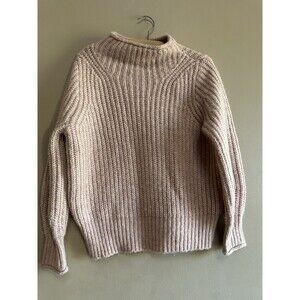 Madewell Pink Fuzzy Rolled Neck Wool Blend Sweater Size XS Chunky Knit Preppy